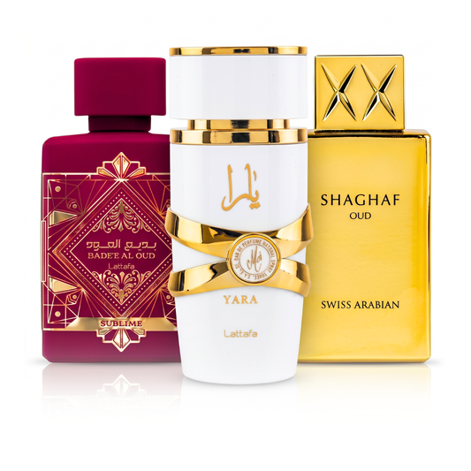 Set 3 Parfema | Bade'e Al Oud Sublime + Swiss Arabian Shaghaf Oud + Yara Moi 100 ml