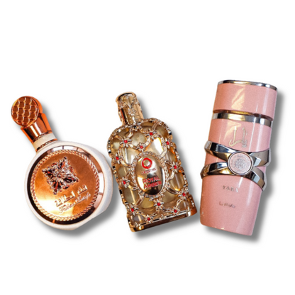 Set od 3 parfema | Lattafa Yara + Fakhar + Royal Amber – Kupite 1 i dobivate 3 ORIGINALNA parfema od 100 ml svaki