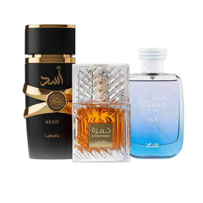Set 3 Parfema | Hawas Ice + Lattafa Asad + Khamrah 100 ml