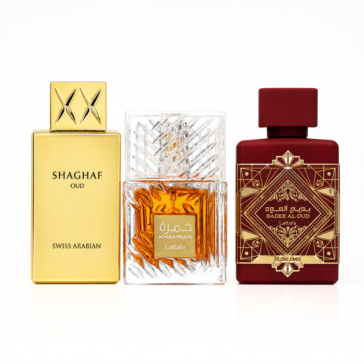 Set 3 Parfema | Khamrah + Bade'e Al Oud Sublime + Swiss Arabian Shaghaf Oud 100 ml