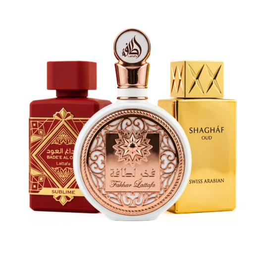 Set 3 Parfema | Lattafa Sublime + Khamrah + Swiss Arabian Shaghaf Oud 100 ml